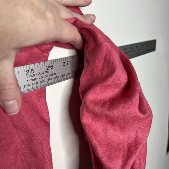 John Mark Top Womens XL Button Up Textured Ruched 3/4 Sleeves Linen Lagenlook - Picture 9 of 14